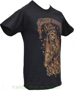 Print Men T Shirt Summer Mens Black T-shirt Screaming Demons Muerte Eterno Horror Day Of The Dead S - 5xl